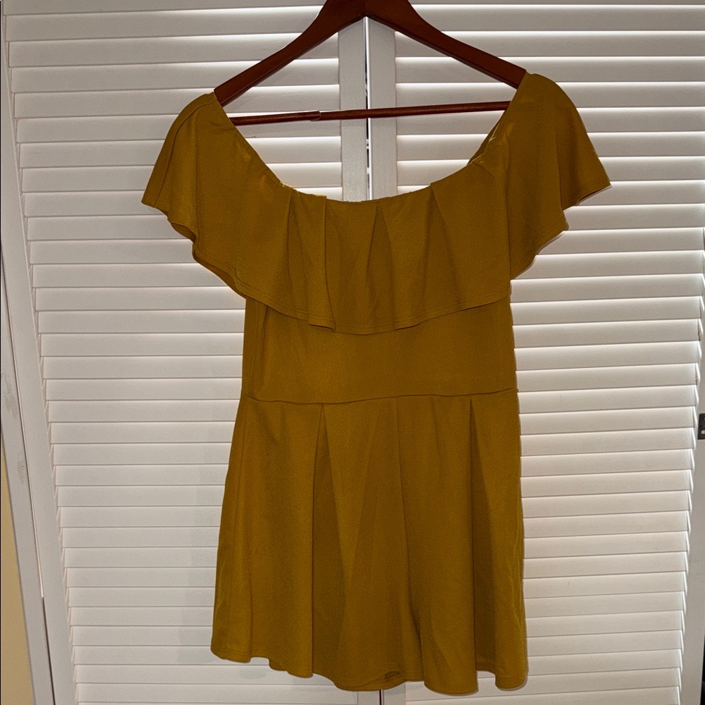 Fashion Nova Mustard Off-Shoulder Dress